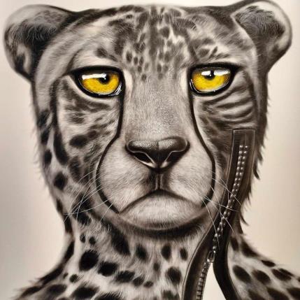 Peinture Puma par K'Arts | Tableau Figuratif Fusain Animaux, Nature, Société