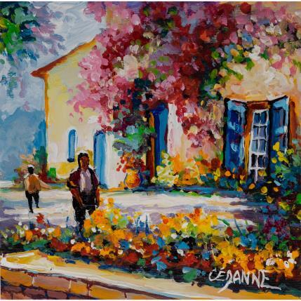 Peinture La longère fleurie par Cédanne | Tableau Figuratif Acrylique, Huile Paysages, Scènes de vie, Urbain