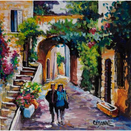 Peinture Découverte du vieux village par Cédanne | Tableau Figuratif Acrylique, Huile Paysages, Scènes de vie, Urbain