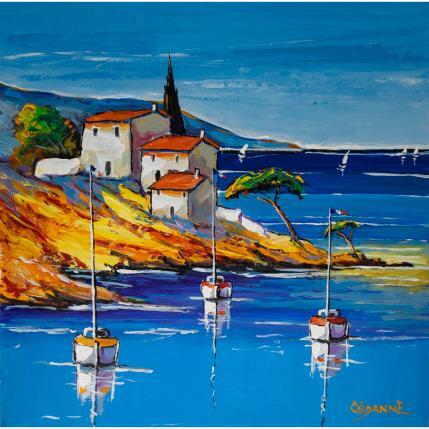 Painting En visite sur la Côte d'Azur by Cédanne | Painting Figurative Acrylic, Oil Landscapes, Marine