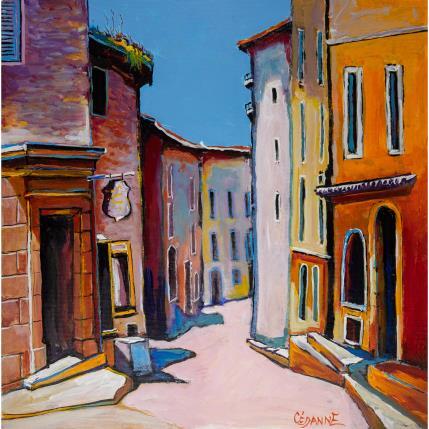 Painting Ruelle de village ensoleillée by Cédanne | Painting Figurative Acrylic, Oil Landscapes, Life style, Urban