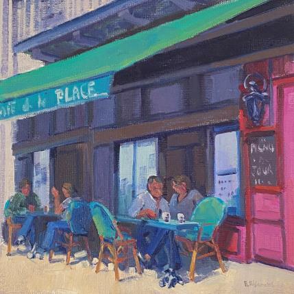 Peinture Le café de la place  par Aliamus Béatrice  | Tableau  Huile