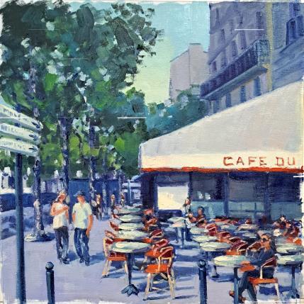 Peinture Café du boulevard par Aliamus Béatrice  | Tableau Impressionnisme Huile Urbain