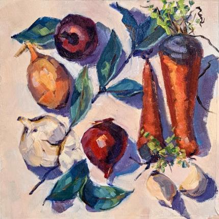 Peinture Légumes au carré par Aliamus Béatrice  | Tableau Figuratif Huile Natures mortes