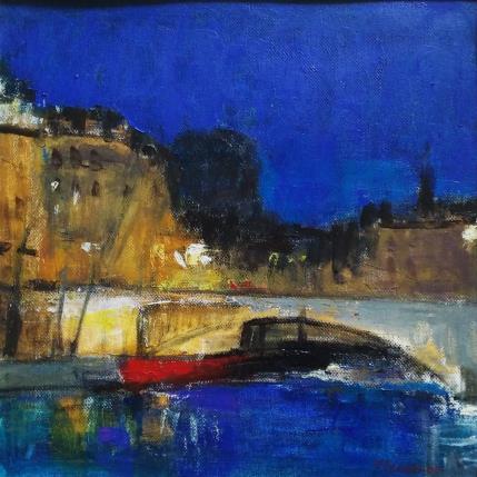 Peinture Night in Paris par Fernando | Tableau Figuratif Huile Architecture, Urbain