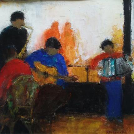 Peinture Instant de bonheur par Fernando | Tableau Figuratif Huile Musique, Scènes de vie