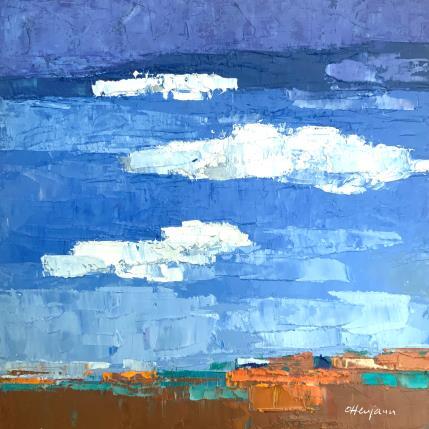 Peinture Ciel bleu et plaine orangée par Ottenjann Andrea | Tableau Abstrait Huile Paysages