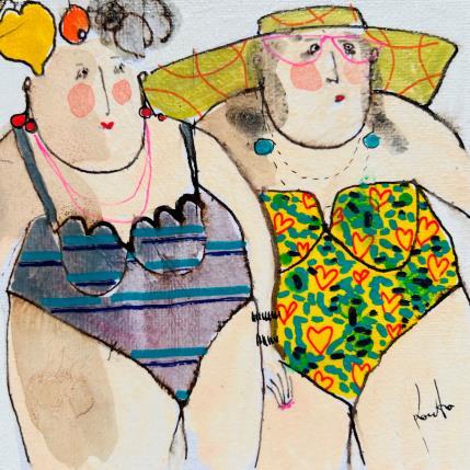 Peinture Danielle Yvonne par Colombo Cécile | Tableau Art naïf Acrylique, Aquarelle, Collage, Encre, Pastel Portraits, Scènes de vie