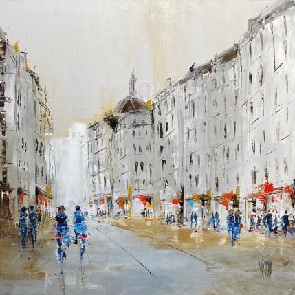 Peinture Rue commerçante par Raffin Christian | Tableau Figuratif Huile Urbain