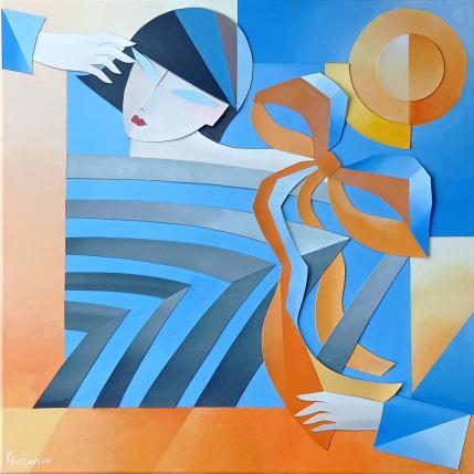 Peinture Haute-Couture par Gustavsen Karl | Tableau Figuratif Acrylique, Collage Mode, Portraits, Scènes de vie