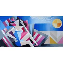 Painting Seaside by Gustavsen Karl | Painting Figurative Acrylic Marine, Mode, Nude