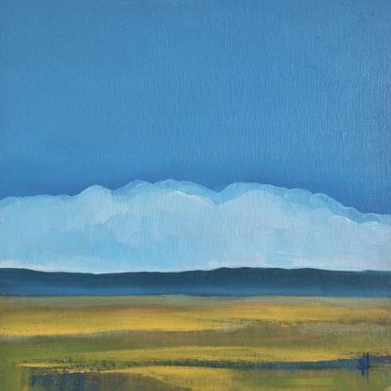 Peinture RISING CLOUDS BEHIND THE HILLS par Herz Svenja | Tableau Impressionnisme Acrylique Paysages