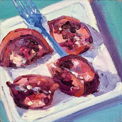 Peinture Grenade en quartiers par Aliamus Béatrice  | Tableau Impressionnisme Huile Natures mortes
