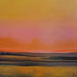 Peinture SUNSET IN THE VALLEY par Herz Svenja | Tableau Abstrait Acrylique Paysages