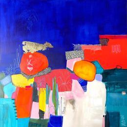 Painting Déconstrution d'une nuit by Lau Blou | Painting Abstract Acrylic, Cardboard, Gluing Landscapes