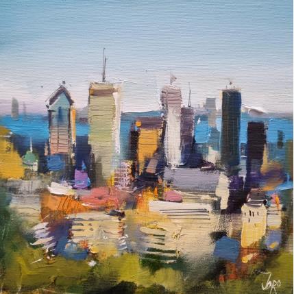 Peinture Montreal from above par Joro | Tableau Figuratif Huile Urbain