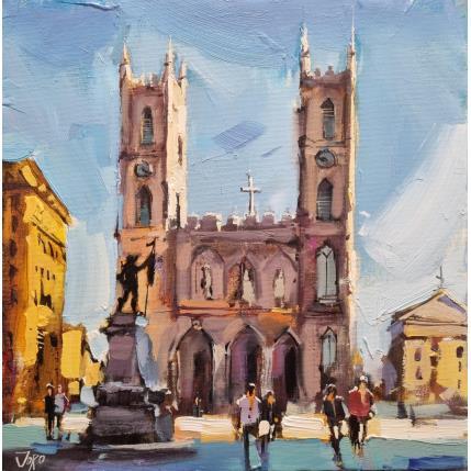 Peinture Basilique Notre dame de montreal  par Joro | Tableau Figuratif Huile Urbain