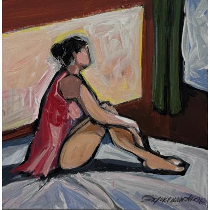 Peinture Dans la chambre d'hotel par Signamarcheix Bernard | Tableau Art naïf Acrylique, Encre, Pastel