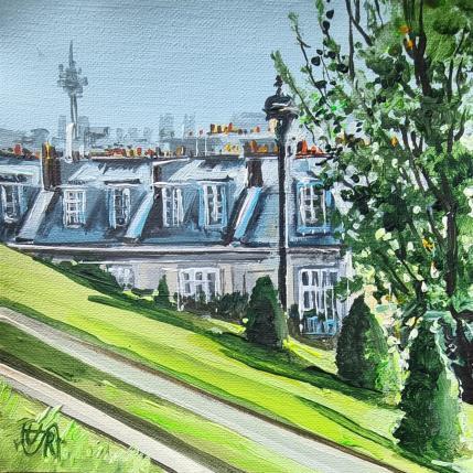 Peinture Landscape of Montmartre par Rasa | Tableau Figuratif Acrylique Urbain