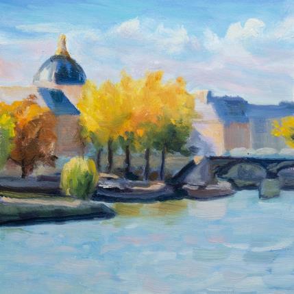 Peinture Vue de la Seine par Eugène Romain | Tableau Figuratif Huile Paysages