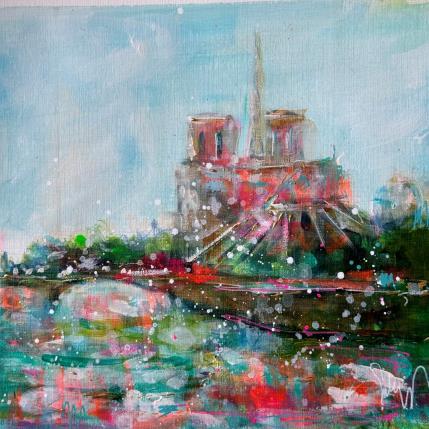 Peinture Notre Dame  par Solveiga | Tableau  Acrylique