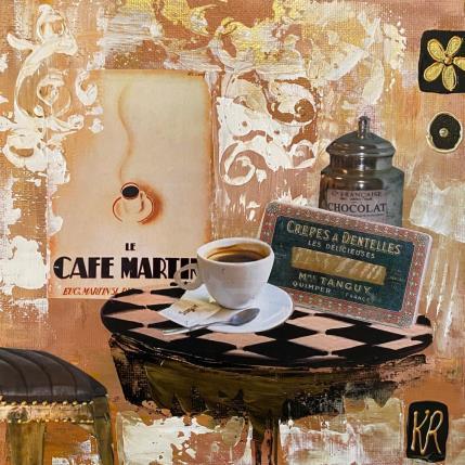 Peinture Pause café  par Romanelli Karine | Tableau Figuratif Acrylique, Collage Scènes de vie