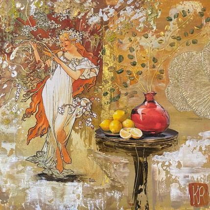 Peinture Le petit matin  par Romanelli Karine | Tableau Figuratif Acrylique, Collage, Papier, Pastel, Posca Natures mortes, Scènes de vie