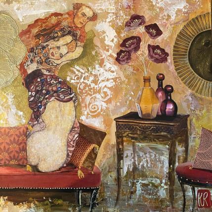 Peinture Les retrouvailles  par Romanelli Karine | Tableau Figuratif Acrylique, Collage, Papier, Pastel, Posca Portraits, Scènes de vie