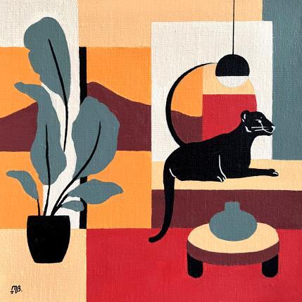 Peinture Crimson Silence par Birsak Mariah | Tableau Art naïf Acrylique Animaux, Nature, Urbain