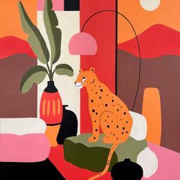 Gemälde In the Soft Glow of Evening von Birsak Mariah | Gemälde Naive Kunst Acryl Stillleben, Tiere, Urban