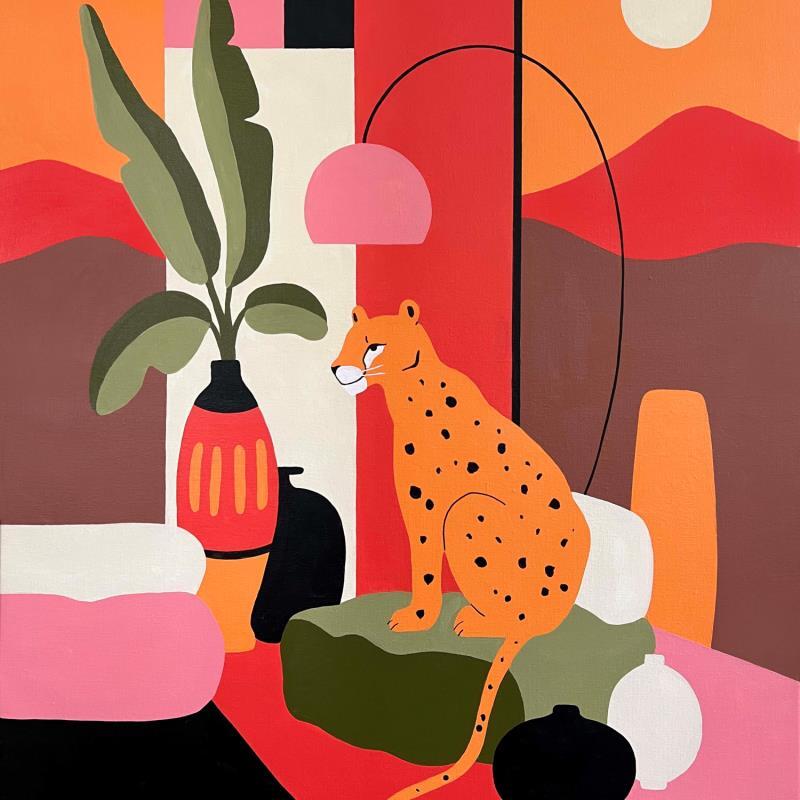 Peinture In the Soft Glow of Evening par Birsak Mariah | Tableau Art naïf Acrylique Animaux, Natures mortes, Urbain