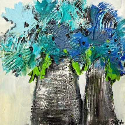 Peinture Fleurs bleus par Shahine | Tableau Figuratif Huile