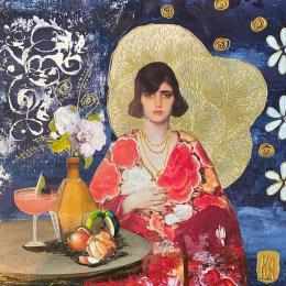 Painting Maya by Romanelli Karine | Painting Figurative Acrylic, Gluing, Pastel, Posca Life style, Portrait