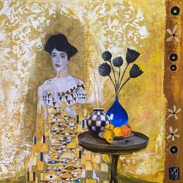 Peinture Elisa  par Romanelli Karine | Tableau Figuratif Acrylique, Collage Portraits, Scènes de vie