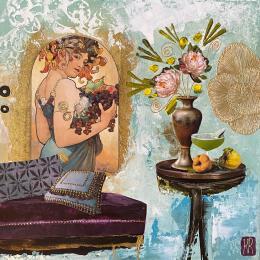 Painting Elya by Romanelli Karine | Painting Figurative Acrylic, Gluing Life style, Portrait