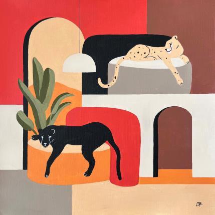 Peinture Shared dreams par Birsak Mariah | Tableau Art naïf Acrylique Animaux, Natures mortes, Urbain