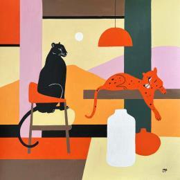 Gemälde Bonded in Calm von Birsak Mariah | Gemälde Naive Kunst Acryl