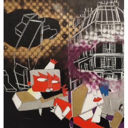 Peinture Se déplacer en uber par Anicet Olivier | Tableau Figuratif Acrylique, Pastel Architecture, Urbain