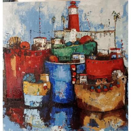 Peinture Puerto Pesca par Villanueva Puigdelliura Natalia | Tableau Figuratif Huile Marine