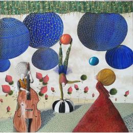 Peinture La sonata delicate  par Nai | Tableau Surréalisme Acrylique, Collage