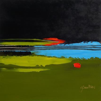 Peinture Dernier soleil par Gaultier Dominique | Tableau Abstrait Huile Minimaliste