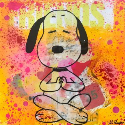 Peinture Snoopy yoga par Kikayou | Tableau Pop-art Acrylique, Collage, Graffiti Icones Pop