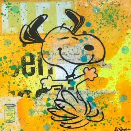 Peinture Snoopy joyeux par Kikayou | Tableau Pop-art Acrylique, Collage, Graffiti Icones Pop