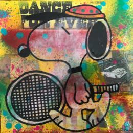 Peinture Snoopy tennis par Kikayou | Tableau Pop-art Acrylique, Collage, Graffiti Icones Pop