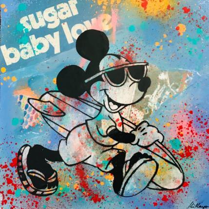 Peinture Mickey surf par Kikayou | Tableau Pop-art Acrylique, Collage, Graffiti Icones Pop, Minimaliste