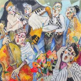 Painting Crasy evening by Garilli Nicole | Painting Figurative Acrylic Life style