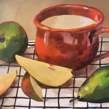Peinture pear and milk par Ulrich Julia | Tableau Figuratif Bois, Huile