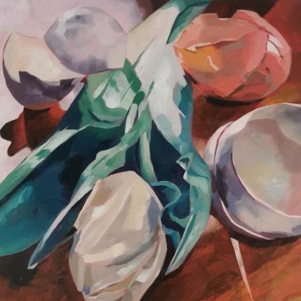 Peinture lighted tulip par Ulrich Julia | Tableau Figuratif Huile Natures mortes