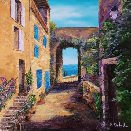 Peinture La maison aux volets bleus  par Rochette Patrice | Tableau Figuratif Huile Marine, Paysages