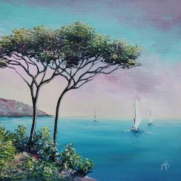 Peinture Les pins parasols par Blandin Magali | Tableau Figuratif Huile Paysages